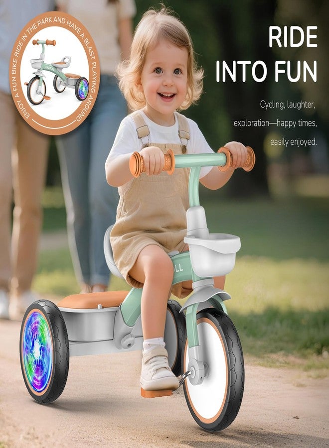 Umatoll Toddler Tricycle for 18 Month to 4 Year Old Boys Girls,Toddler Bike Toys with Adjustable Seat&Light-Up Wheels,Birthday Gift for Age 2-3 (Green) - Image 5